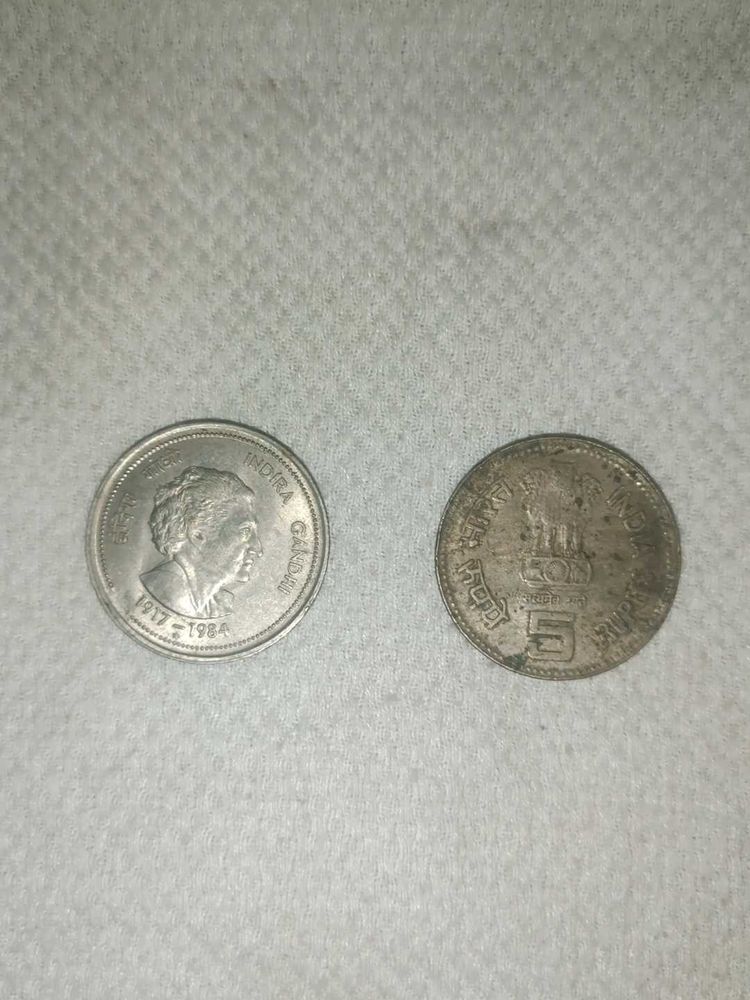 Indira Gandhi &amp; Jawaharlal Nehru coin 5 rupee