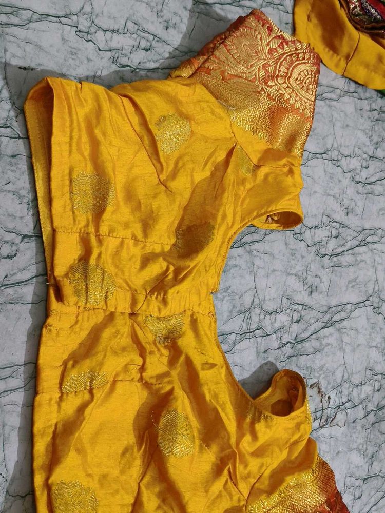 Vibrant Yellow Brocade Blouse