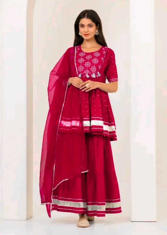 Maroon Kurta Sharara dupatta