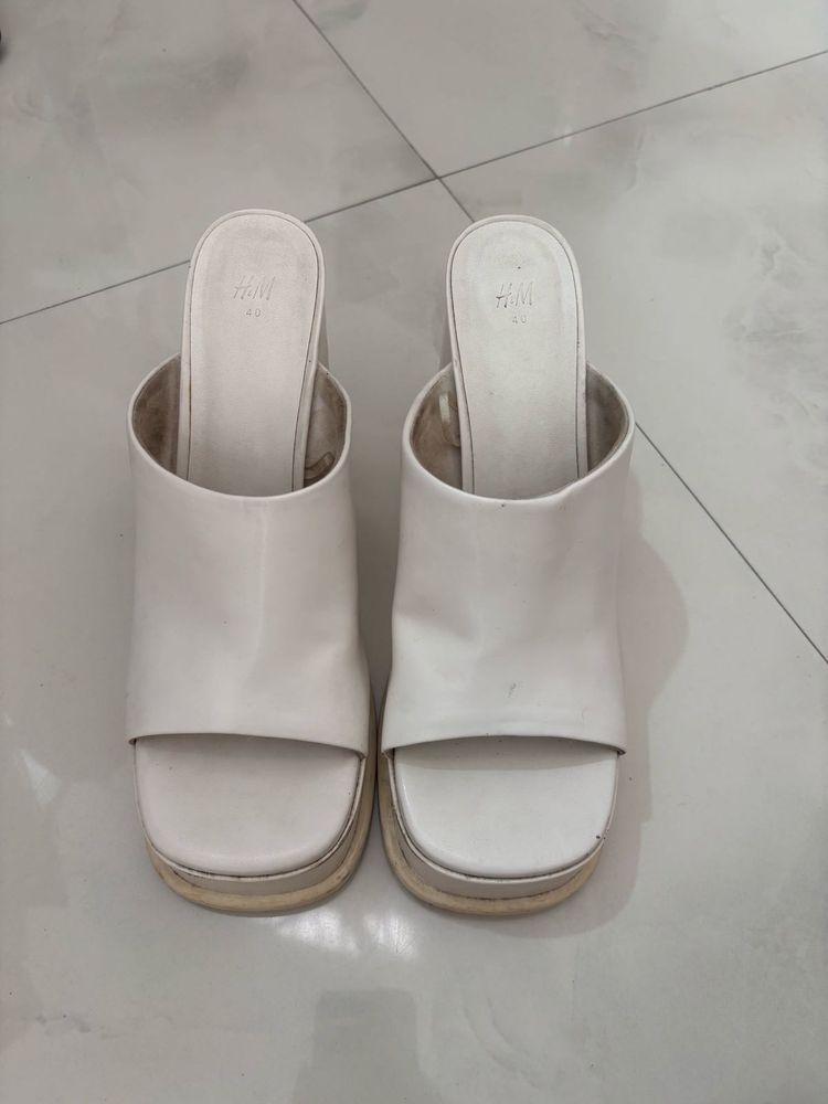 Chic White Platform Mules
