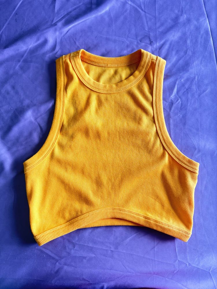 Yellow Ribbed Tank Top