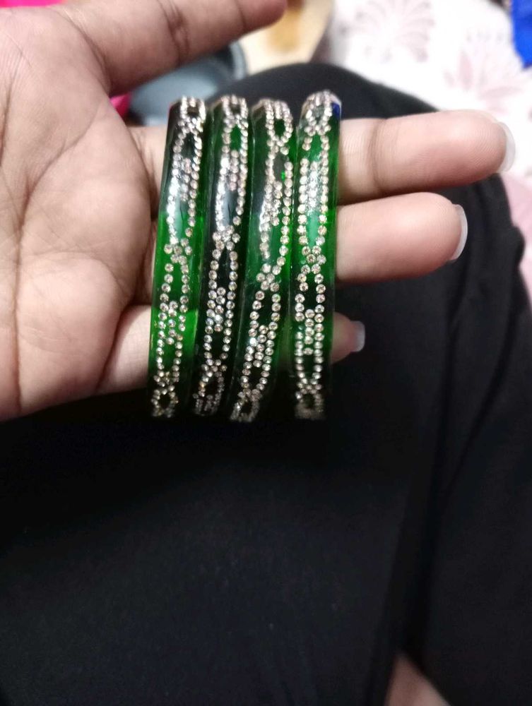 Green Stone Bangles