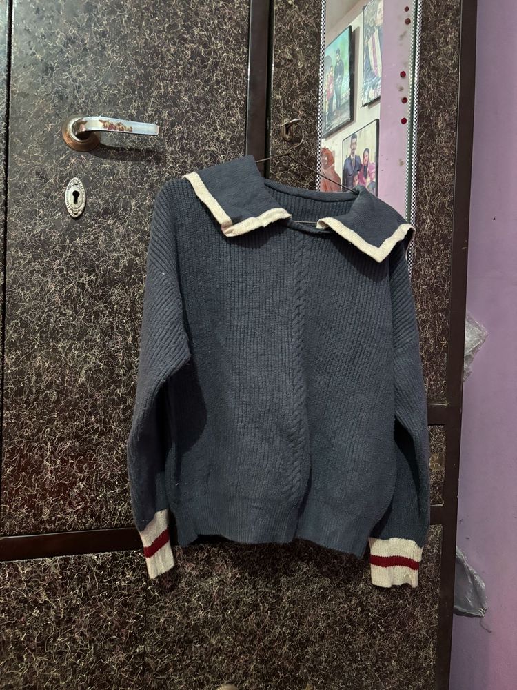Cozy Sailor Collar Knit Sweater