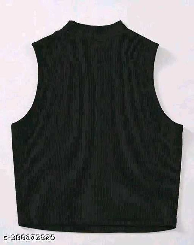 Sleek Black Sleeveless Mock Neck Top