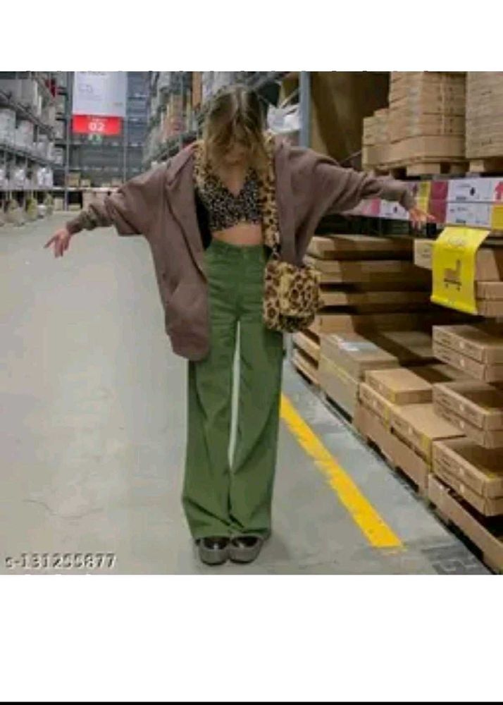 Stylish Green Wide Leg Pants