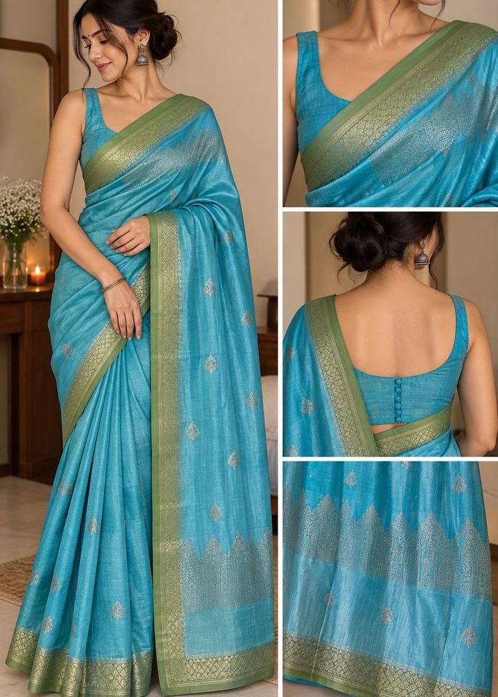 Beautiful Blue Art Silk Saree