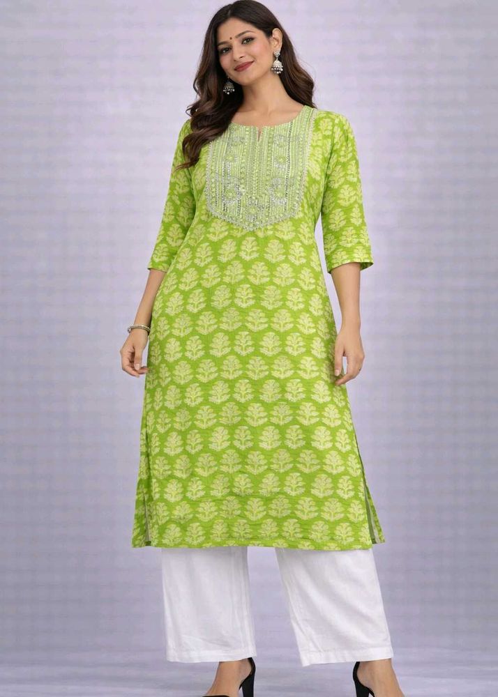 Elegant Green Printed Kurta Set