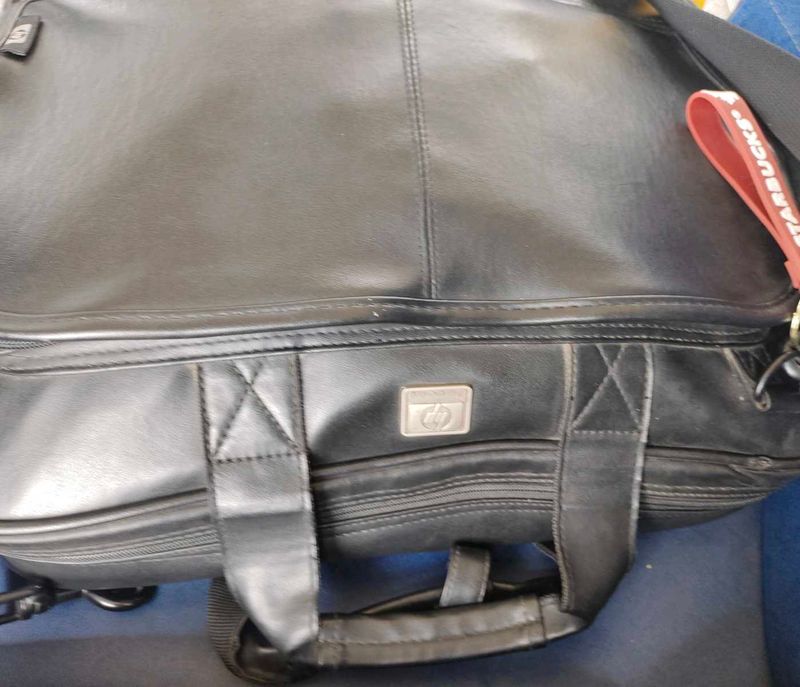 HP Black Leather Laptop Bag