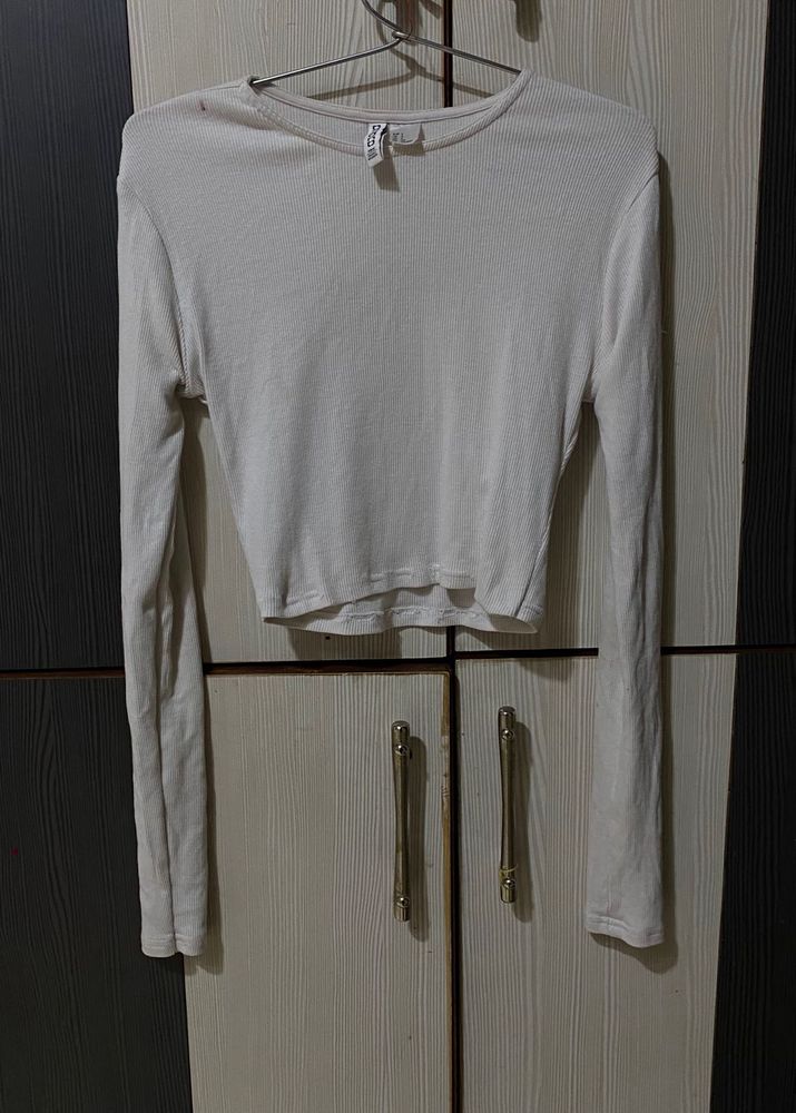 H&amp;M Ribbed Long Sleeve Crop Top