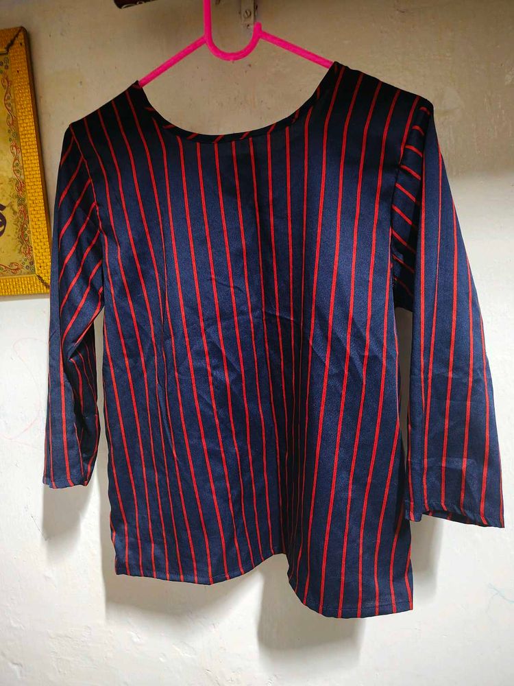 Striped Navy Blue &amp; Red Top