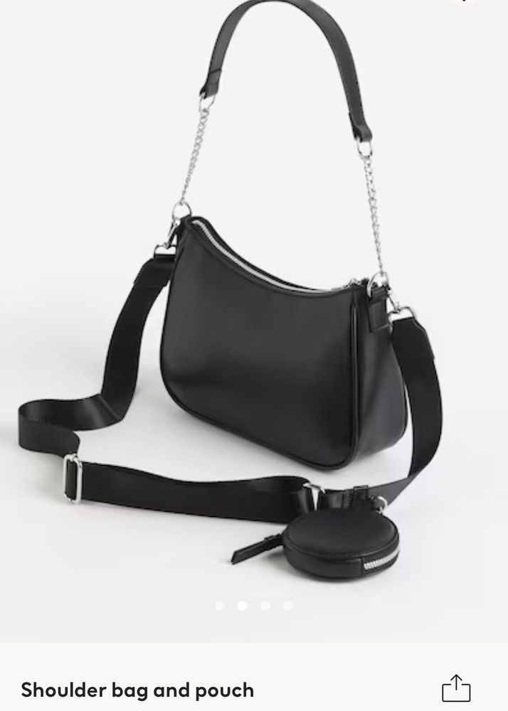 H&amp;M Black Shoulder Bag With Sling And Pouch