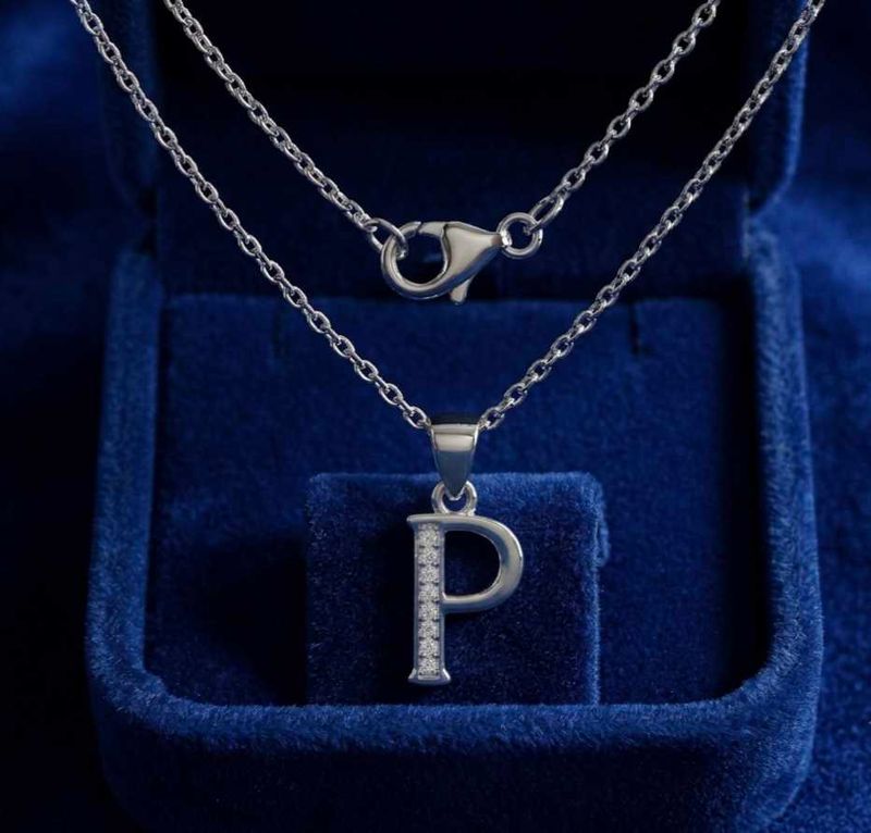 "P" Initial Pendant of 925 silver