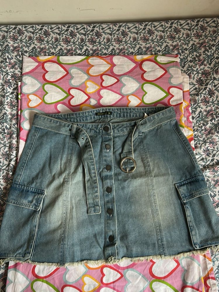 DressBerry Cute Denim Cargo Mini Skirt