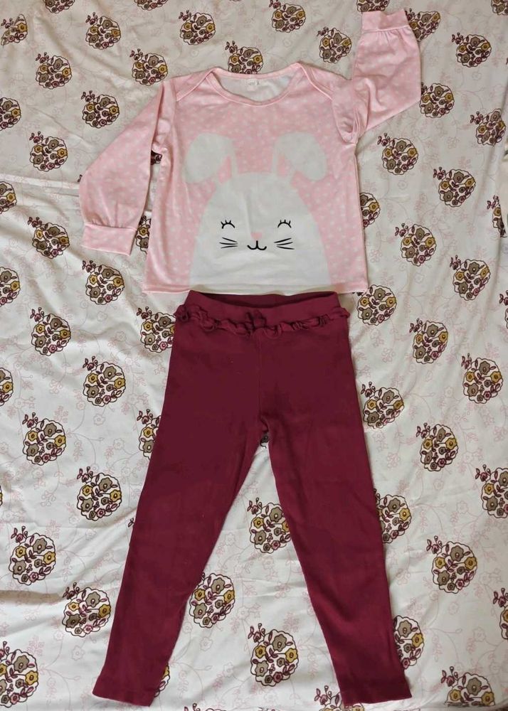 Cute Bunny Top &amp; Leggings Set for Girls