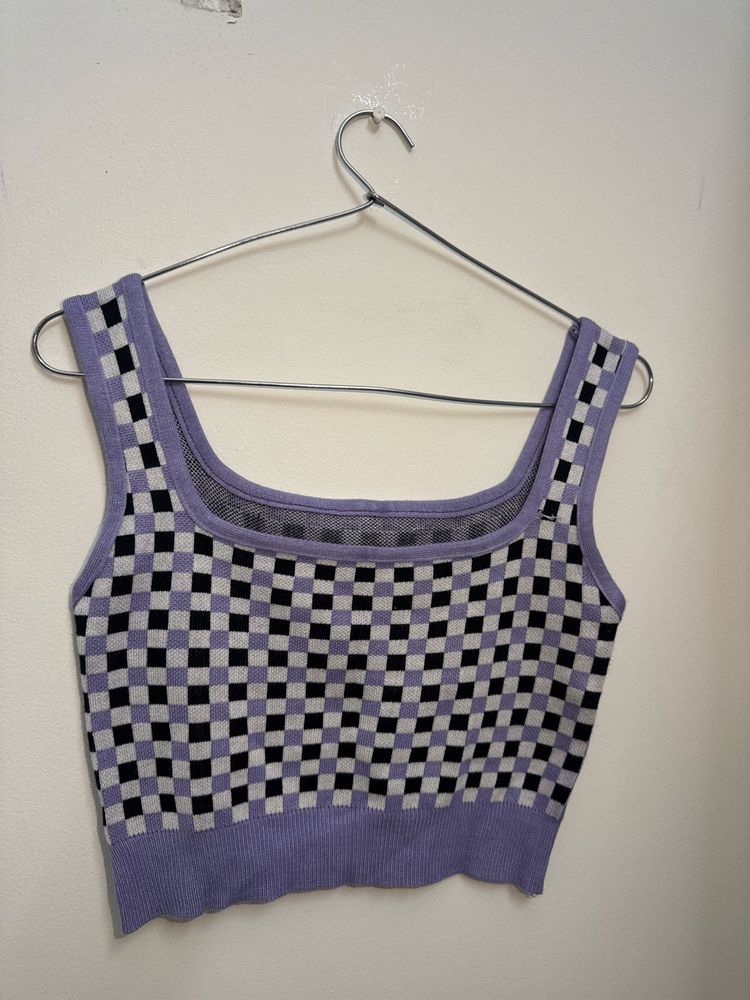 Checkered Crop Tank Top
