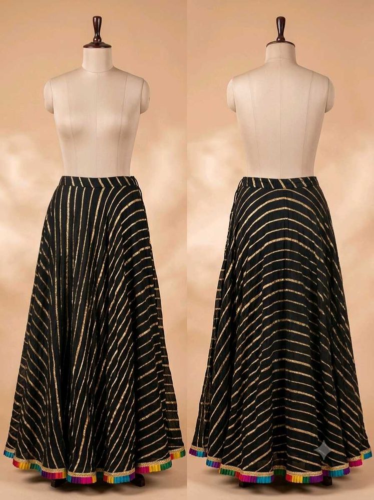 #Navratri Elegant Black Striped ethnic skirt
