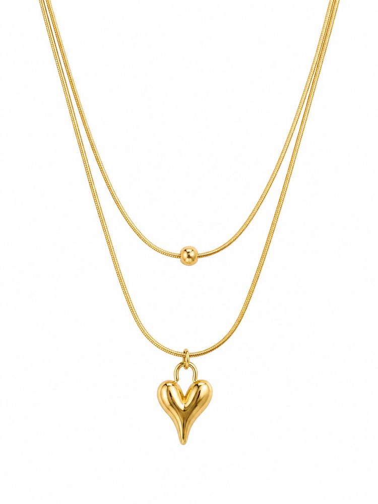 Elegant Gold Heart Layered Necklace