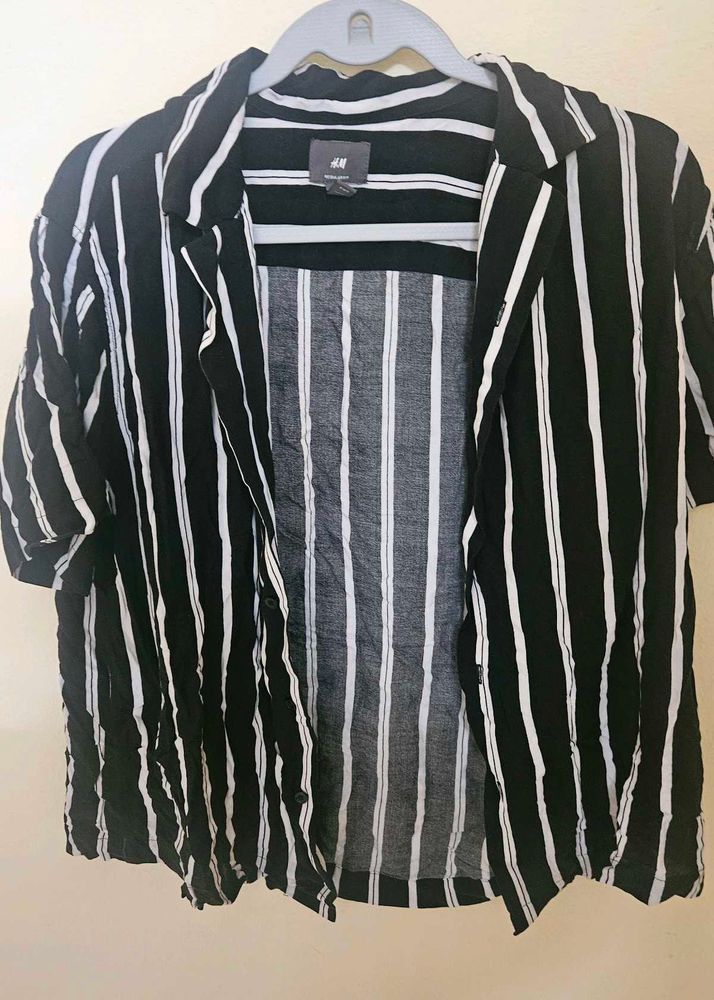 Striped Short Sleeve Button-Up Shirt