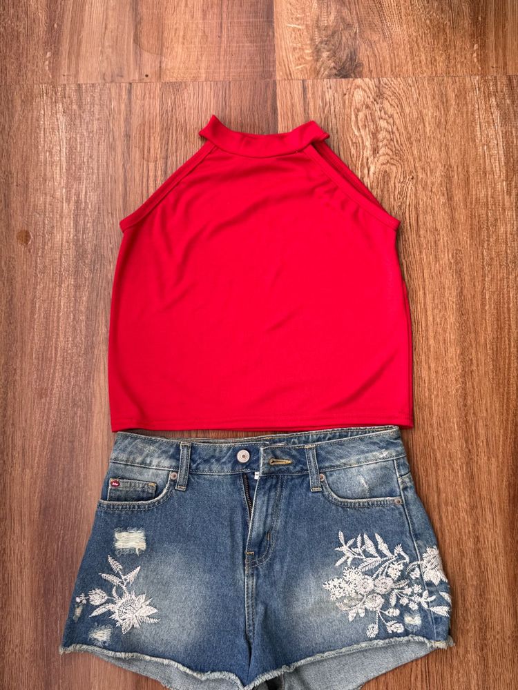 Red Halter Neck Top