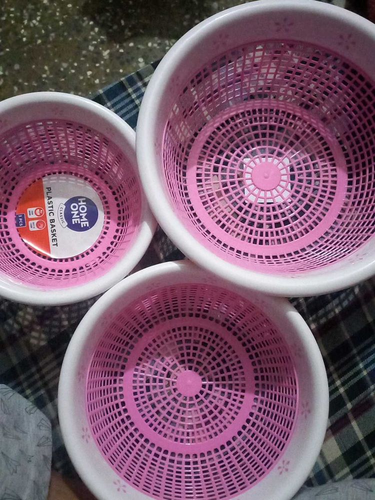 Home One Classic Plastic Basket 3 Pcs