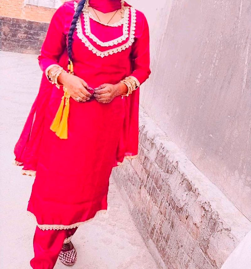 Vibrant Red Kurta Set with Dupatta
