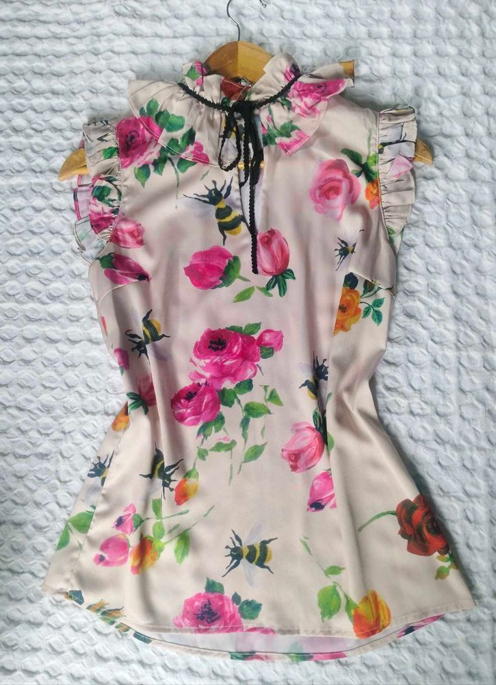 Floral Bee Print Top