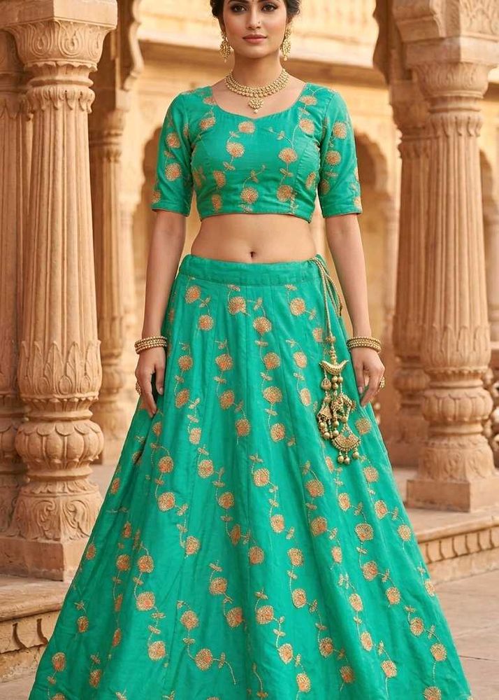 Elegant Green Embroidered Lehenga Choli