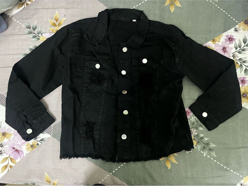 Black Distressed Denim Jacket