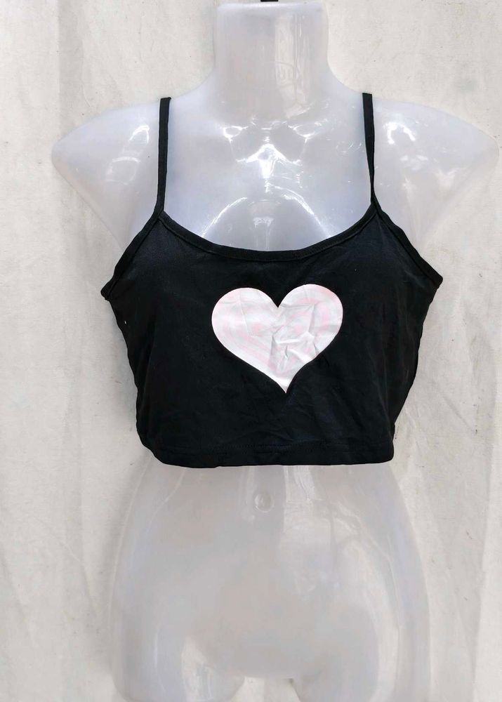 Cute Black Heart Crop Top