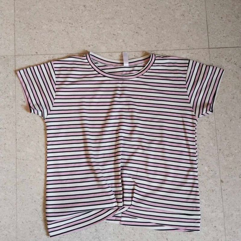 Striped Knot Front T-Shirt