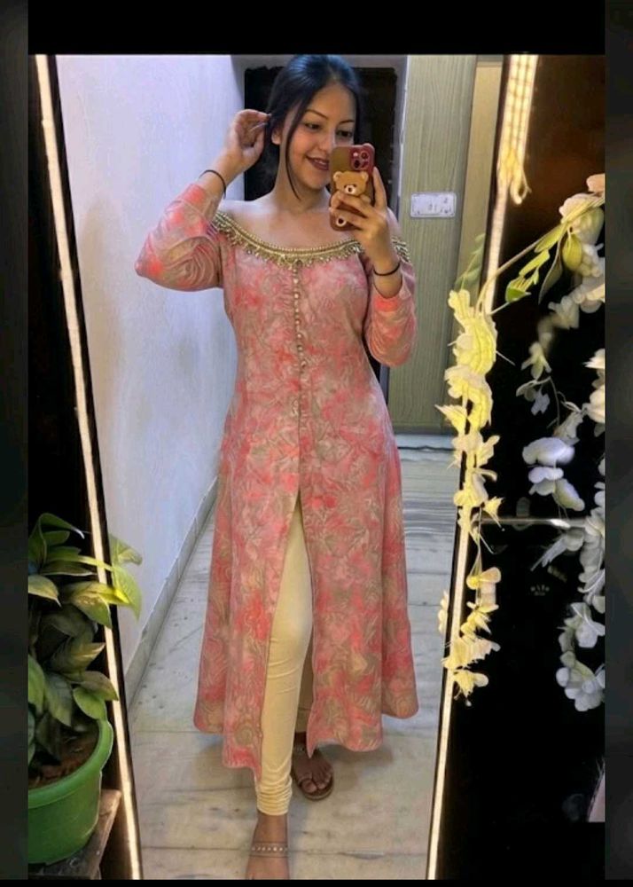 Elegant Pink Floral Kurta Set