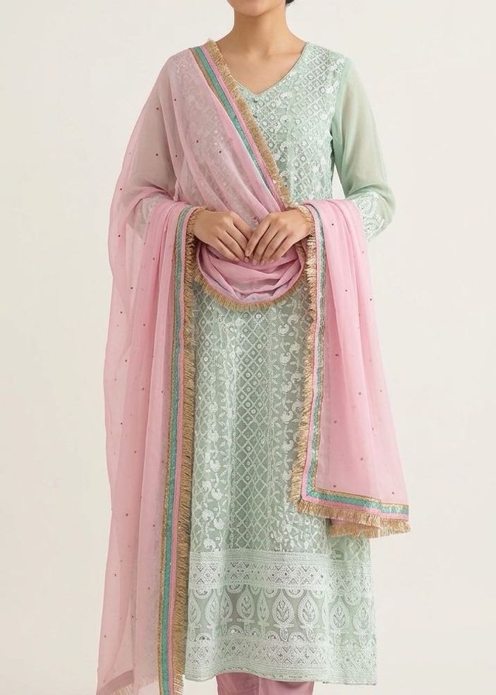 Elegant Mint Green Ethnic Gown