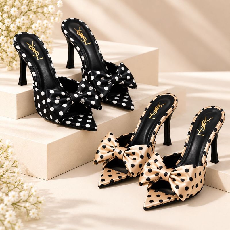 ALL SIZES AVAILABLE Designer Polka Dot Bow Heels
