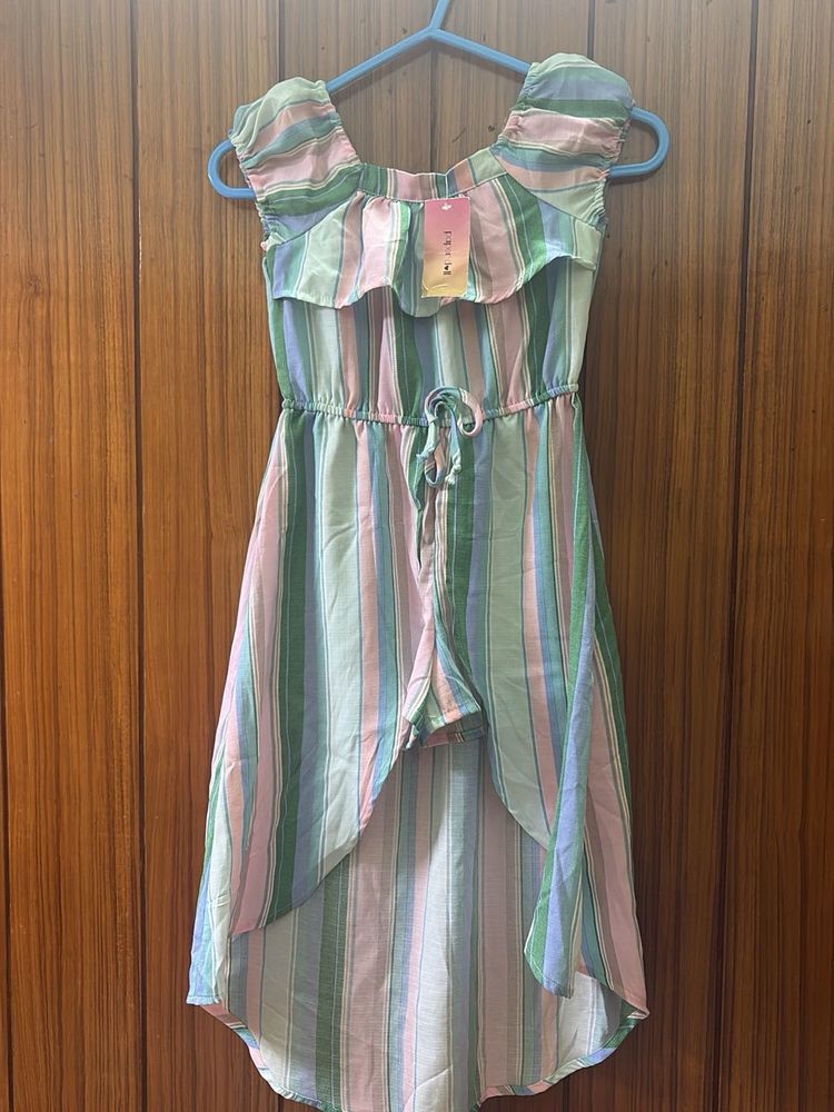 Striped High-Low Dress