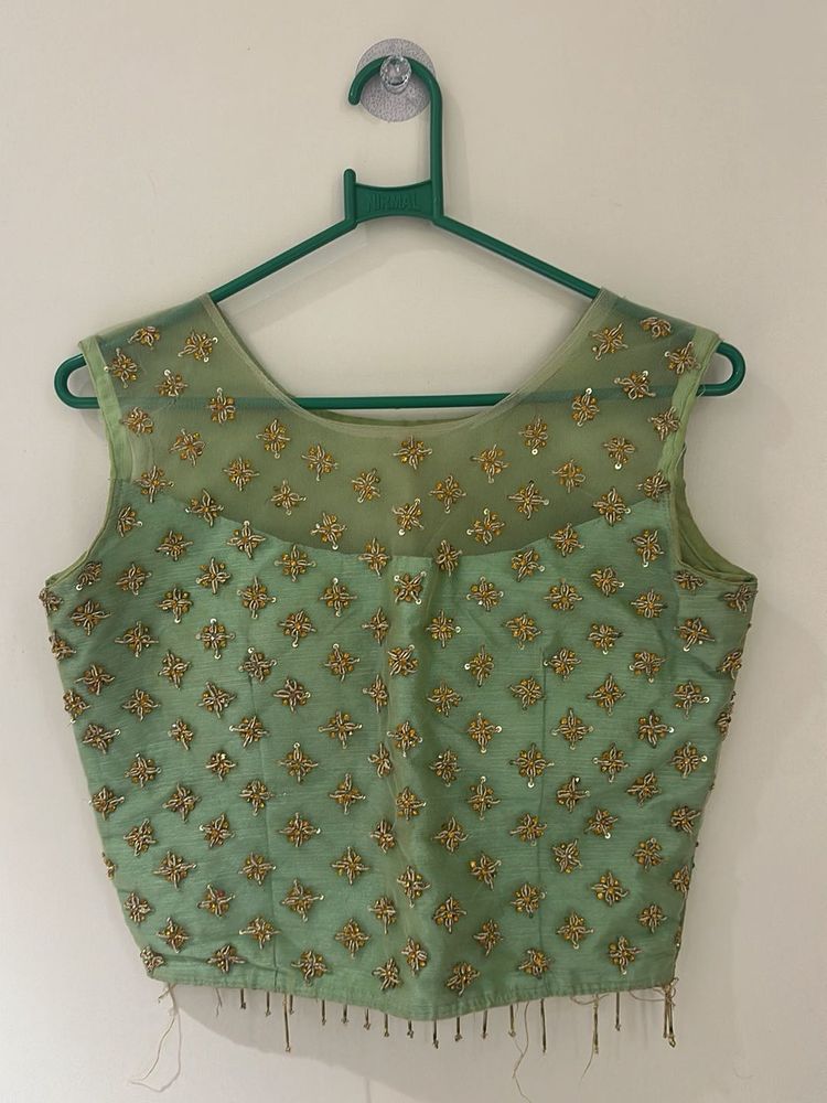 Embellished Mint Green Blouse