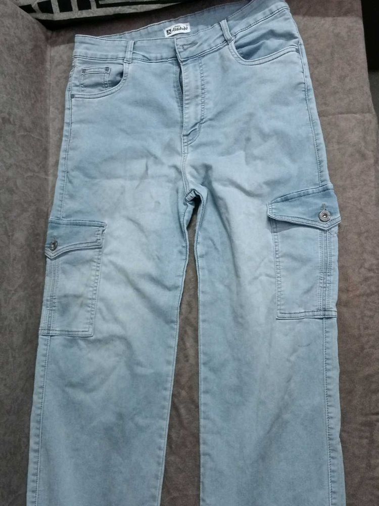 Light Wash Cargo Jeans