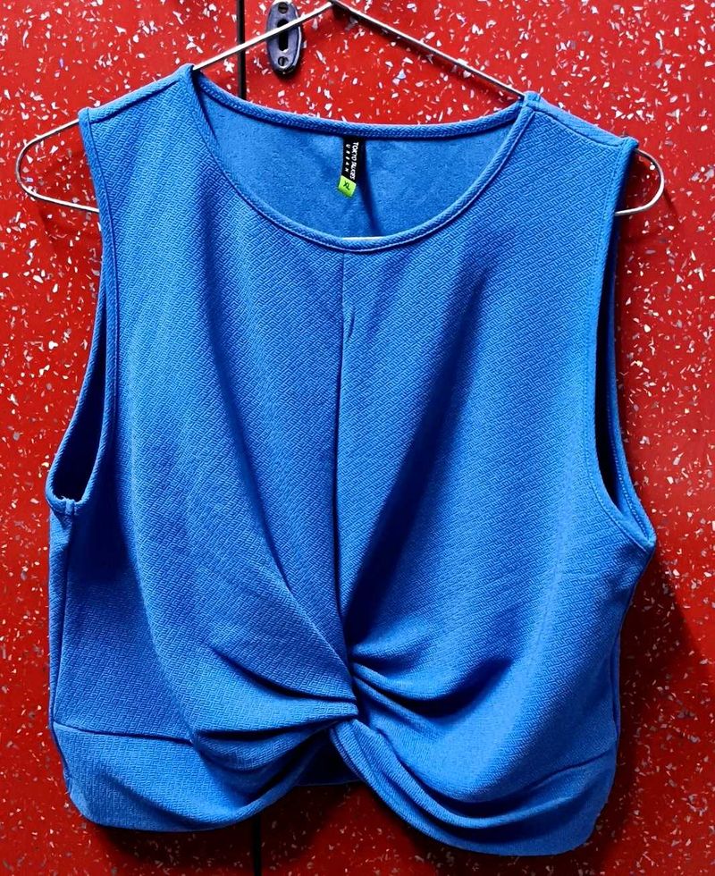 Blue Twisted Crop Top