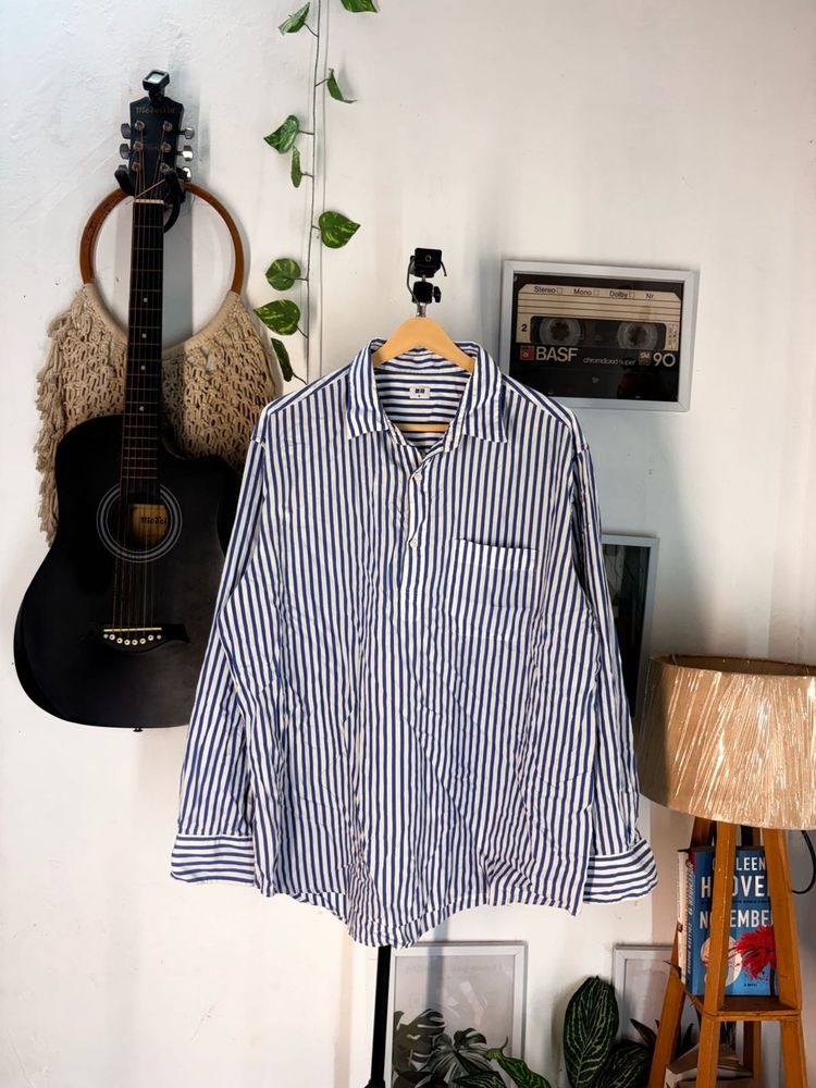 Classic Blue Striped Button-Down Shirt