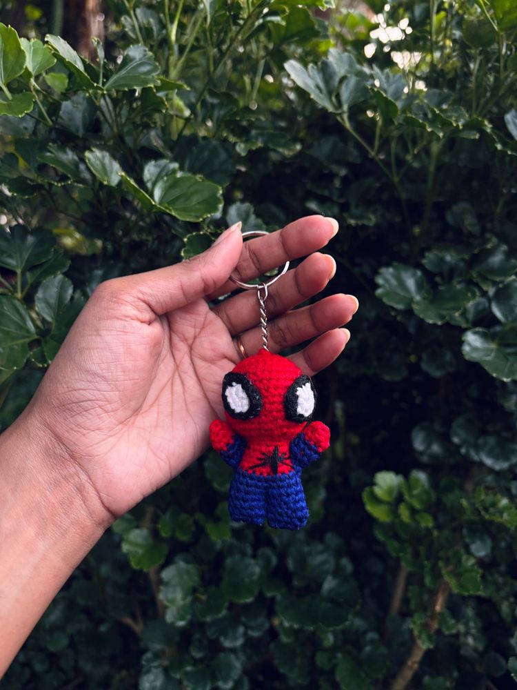 Handmade crochet Spiderman Keychain