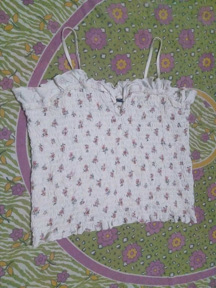 Cute Smocked Floral Crop Top