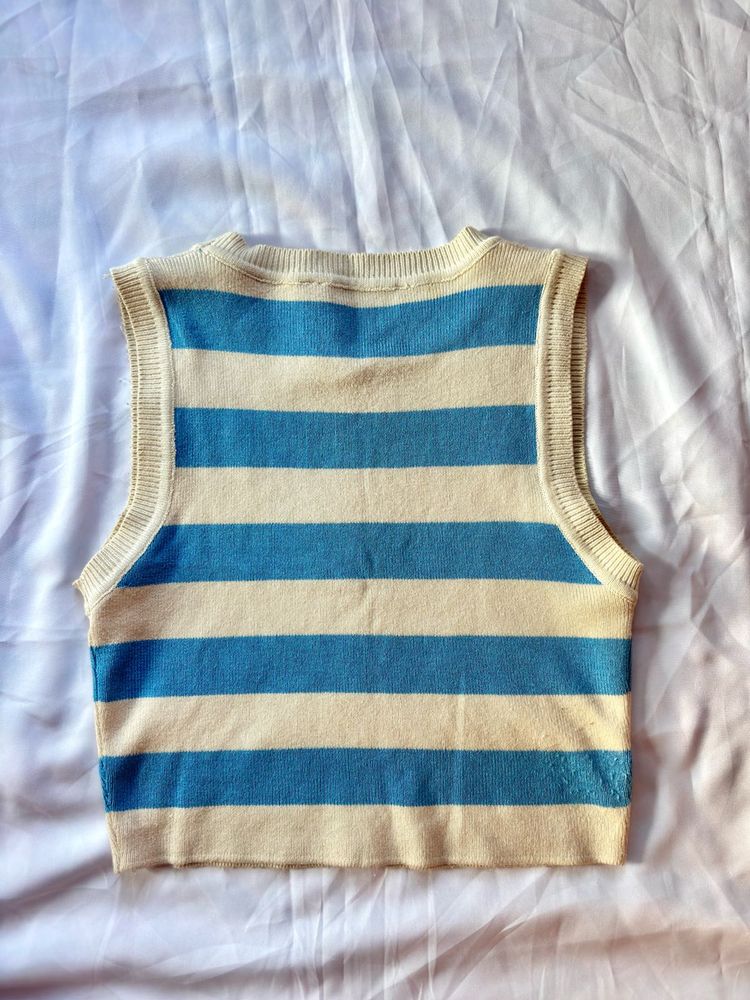 Striped Sleeveless Knit Top