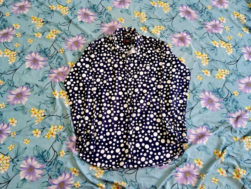Men's Navy Blue Polka Dot Shirt