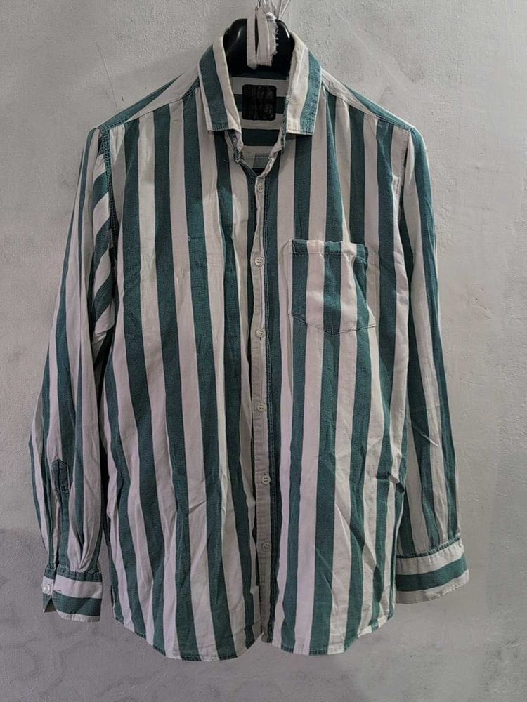 Retro Striped Button-Up Shirt