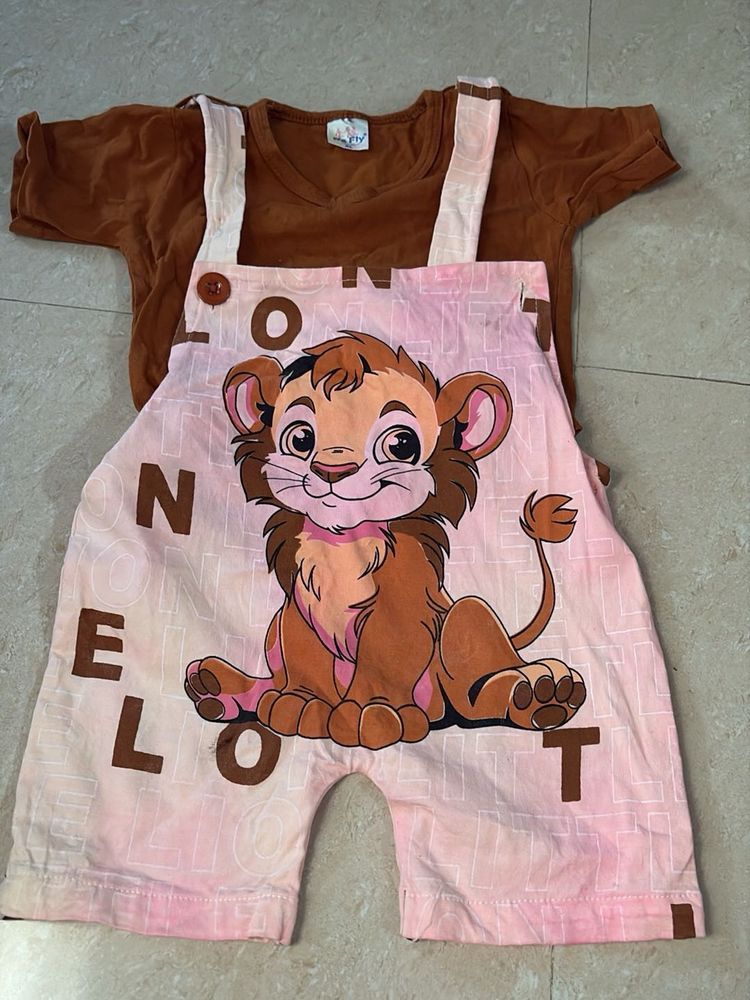 Cute Lion Overalls Set