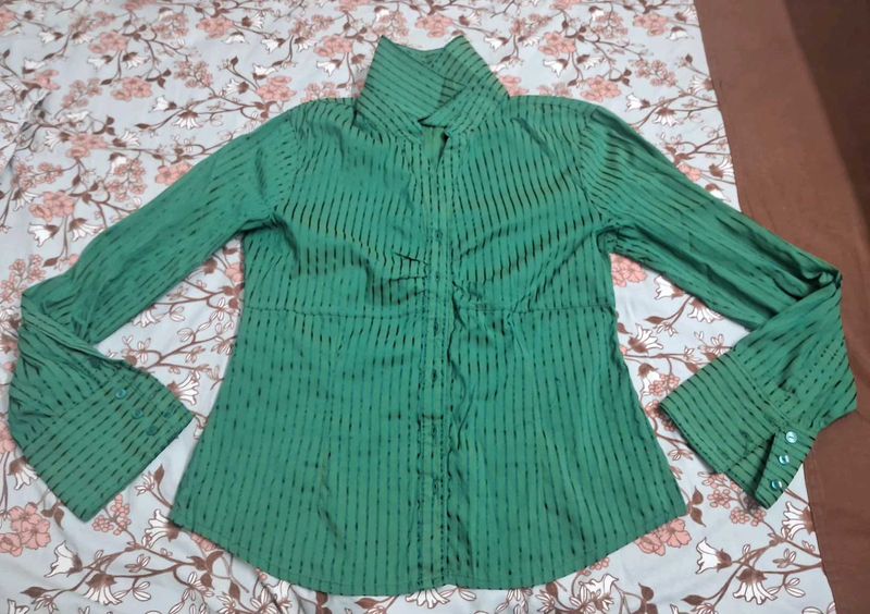 Vero moda Green Striped formal shirt Top