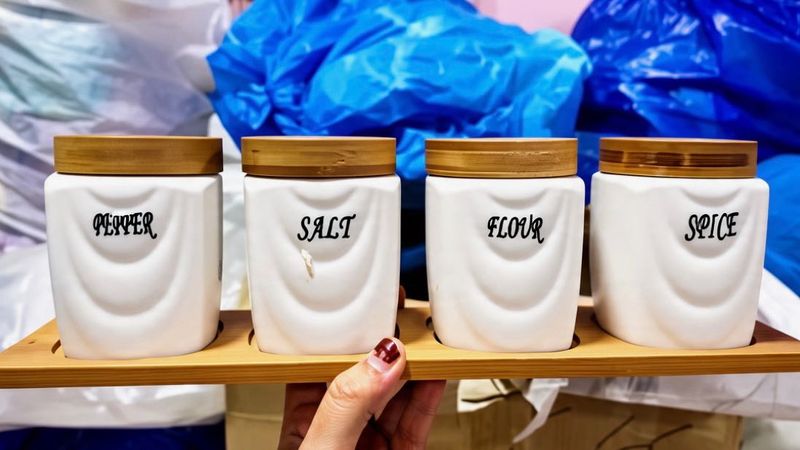 Ceramic Spice Jars with Bamboo Lids