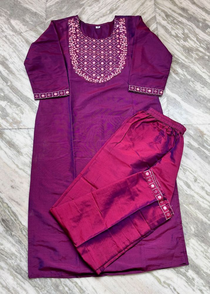 Elegant Purple Kurta Pant Set