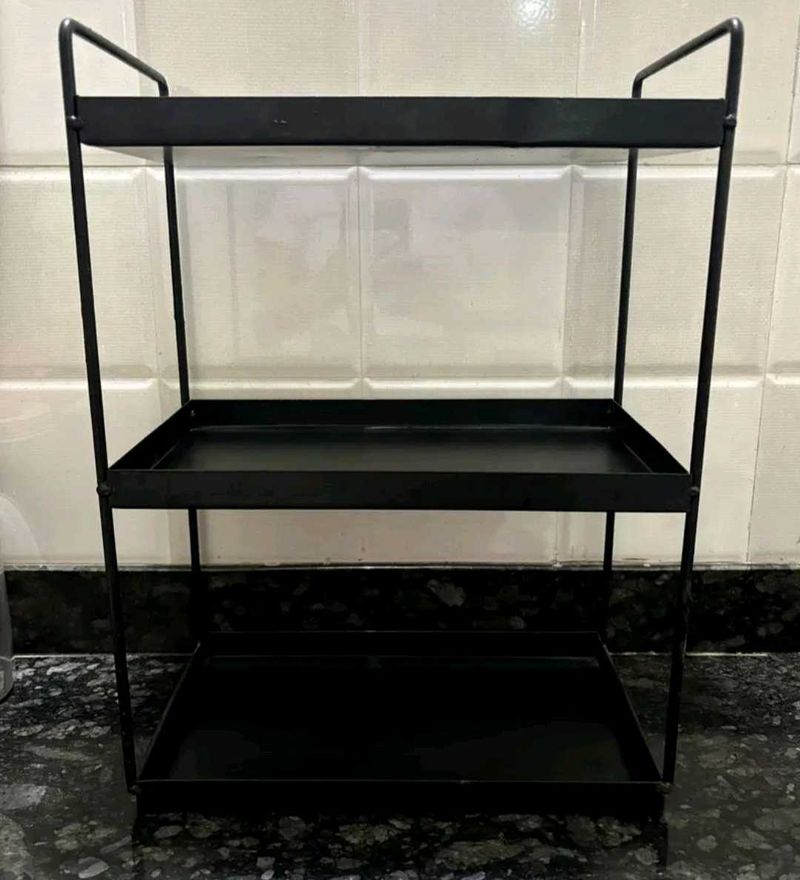 IKEA Black 3-Tier Metal Shelf Unit