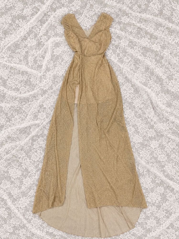 golden slit dress