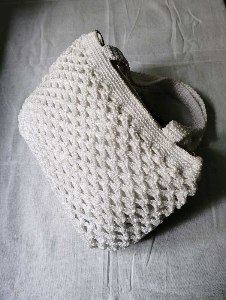 White Crochet Handbag